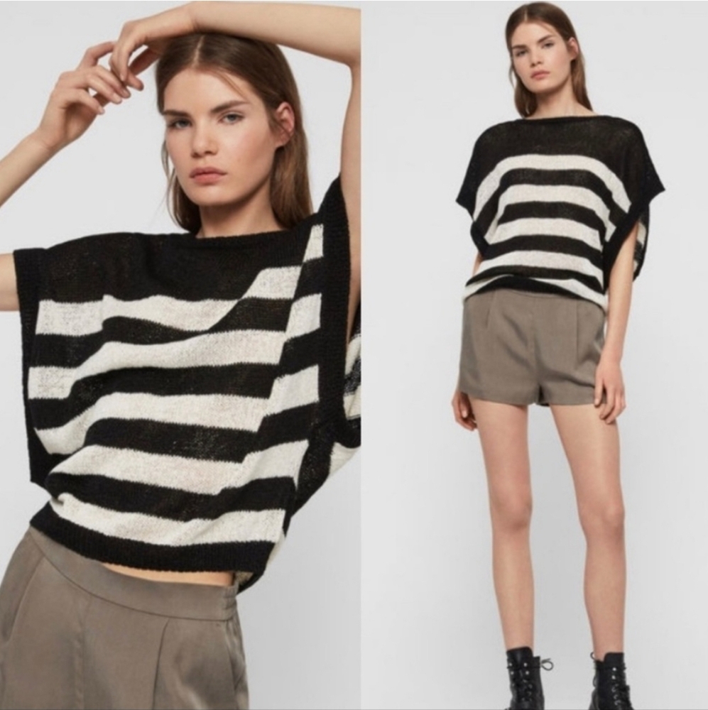 ALLSAINTS "Carova" Stripe T-Shirt Sz S